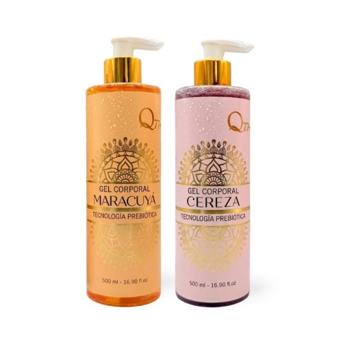 Gel de baño y ducha prebiótico de Q77+: Maracuyá y Cereza